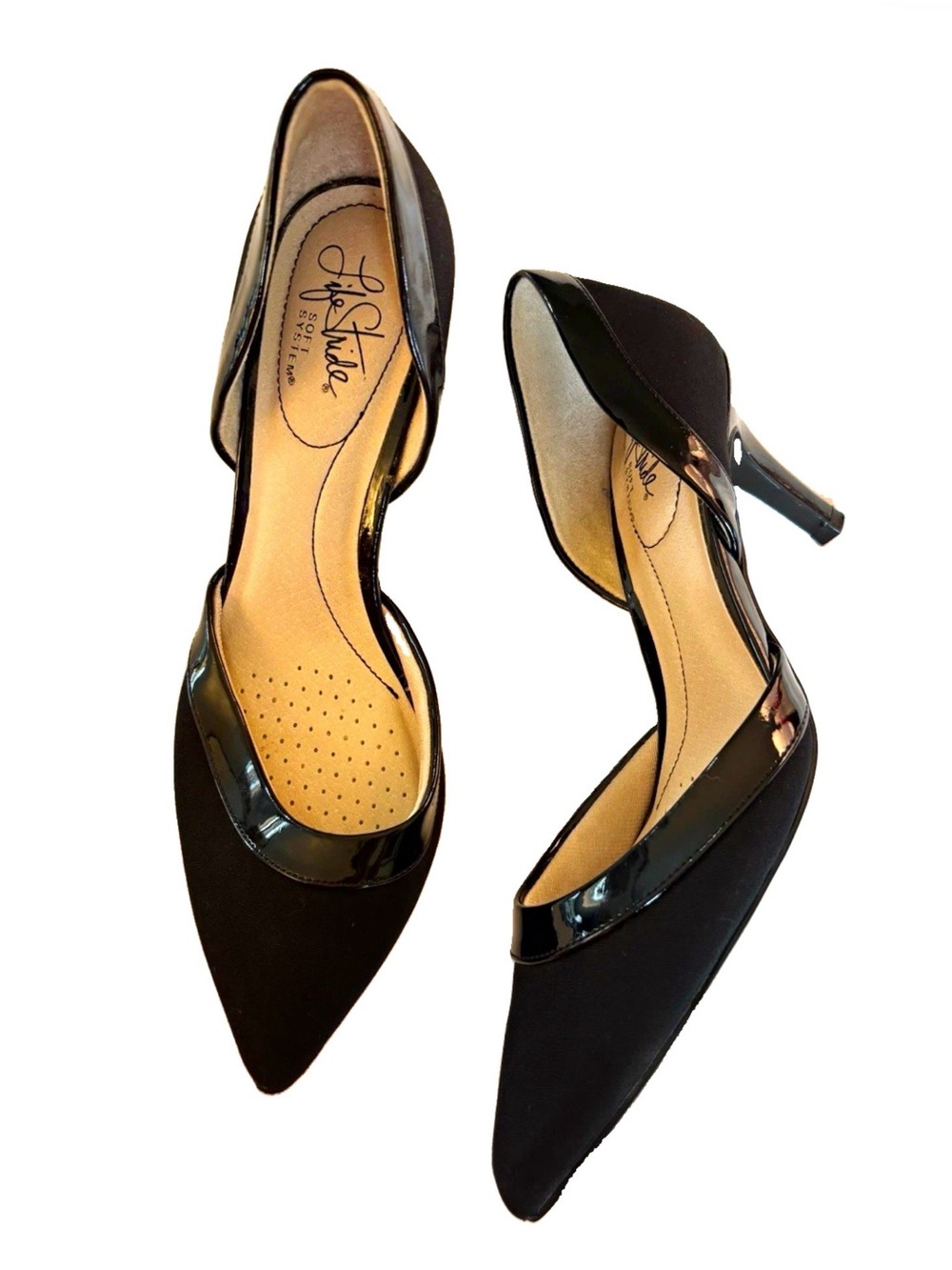 Life Stride Black Pointed D'Orsay Slingback Pumps